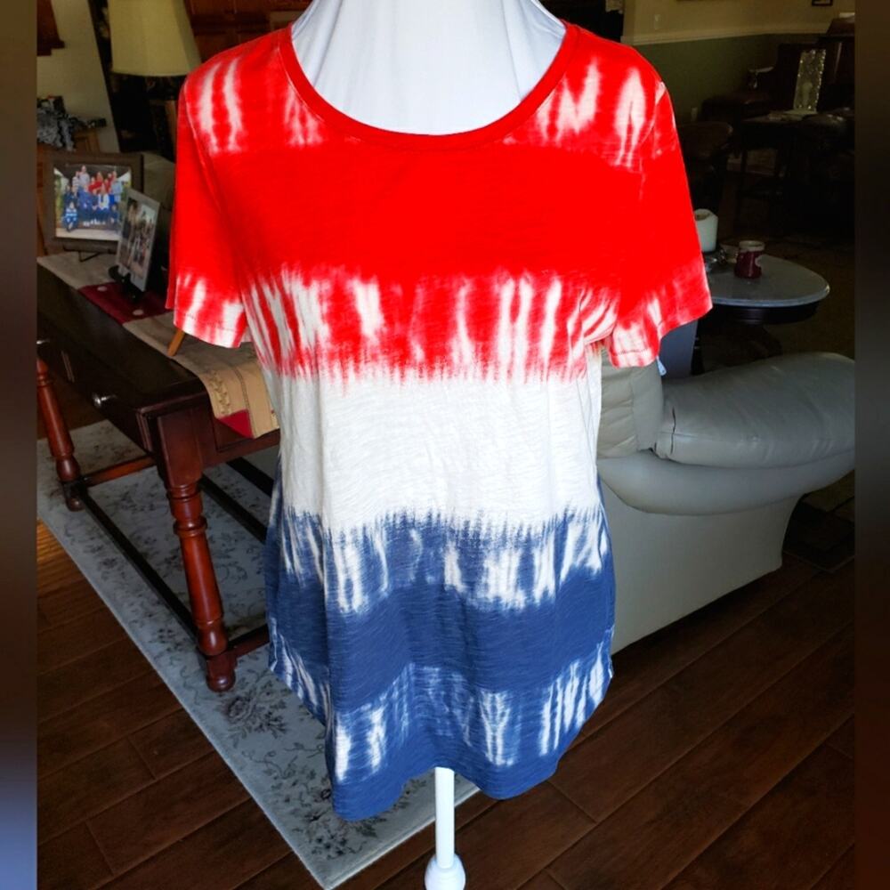 Sonoma everyday‎ tee M tie dyed red white and blue